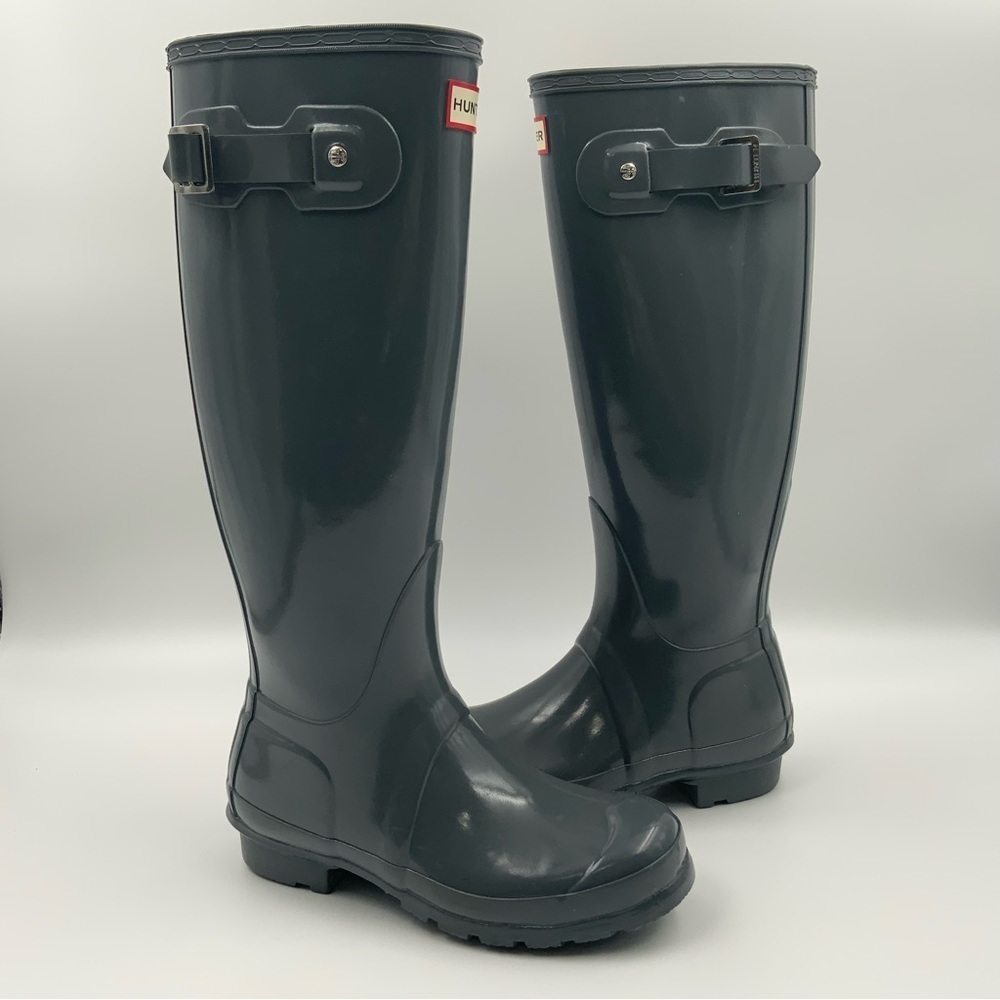 Hunter Original Gloss Tall Classic Gray Rain Boots Size Women’s 7.